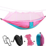 1-2 Person Portable Outdoor Camping Hammock with Mosquito Net High Strength Parachute Fabric Hanging Bed Hunting Sleeping Swing