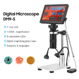7-inch LCD Digital Microscope 1200X Magnification Portable Rechargeable Microscope Video Camera Microscope with Remote Control