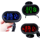 Self-Adhesive Car LCD Digital Display Clock Blue Green Backlight Car Ornaments Car-Styling 3 IN 1 Thermometer Clock Voltmeter