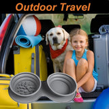 Collapsible Pet Bowl Portable Slow Feeder Dog Bowl Foldable Silicone Cat Food Water Bowl Double Mat Outdoor Travel Pet Supplies