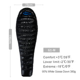 Series White Goose Down Mummy Camping Sleeping Bag Ultralight Baffle Design Outdoor Hiking Nylon Sleeping Bag