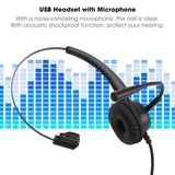 USB Headset with Microphone Noise Cancelling Computer Headphone Business Skype Softphone Call Center Office Computer Headphone