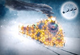 Merry Christmas Photography Background Winter Train Night Moon Snowflake Children Portrait Photocall Backdrop for Photo Studio