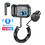Bluetooth 5.0 Headset FM modulator Transmitter  Car Wireless FM Radio PD18W Fast Charger Hands-free MP3 Music player Receiver