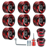 8 Pack 32 x 58mm, 82A Quad Roller Skate Wheels with Bearing Installed and 2 Toe Stoppers for Double Row Skating