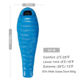 Series White Goose Down Mummy Camping Sleeping Bag Ultralight Baffle Design Outdoor Hiking Nylon Sleeping Bag
