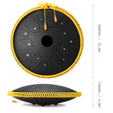 15 inch 14-Tone Steel Tongue Drum Mini Hand Pan Drums Steel Material with Drumsticks Percussion/Musical Note Sticker/Bag