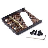 Gold/Black with Flower Design 3 Brass Saddles Guitar Bridge for Telecaster Guitar