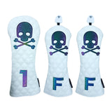 Golf Wood Cover Skull Gradient for Driver Fairway Hybrid Waterproof PU Leather Golf Club Cover Protector Golf Headcover