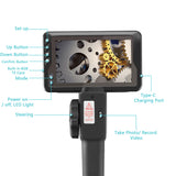 Industrial Endoscope with 1080P 4.5-inch LCD 8.5mm Borescope Inspection Camera Photo Taking&amp;Video Recording Steering Endoscopes