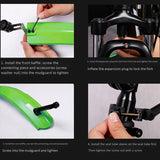 WEST BIKING 2 Set Telescopic Bicycle Fenders with Taillight Quick Release MTB Mudguards Cycling Parts,Green & Red