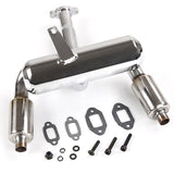 CNC Metal 2X Twin Exhaust Pipe With Muffler For 1/5 HPI Rovan Baja 5B 5T 5SC RC
