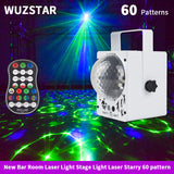 WUZSTAR DJ Disco Lights RGBW Laser Projector Sound light LED Party Lamp Stroboscopes Stage Lighting Effect for Club Wedding Show