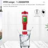 PEZ9908 Water Quality Tester 4 In 1 PH Total Dissolved Solids EC Temperature Detector Test Pen Backlight ℃/℉ Unit Conversion