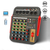 4-channel Mixer Aux Effec Mixer with XLR Output DJ Mix 48V Phantom Power for Professional Studios and Music Lovers