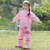 1-10 Years Old Children Raincoat Kids Boys Girls Waterproof Jumpsuit Hooded One-Piece Cartoon Dinosaur Baby Rainwear And Pants