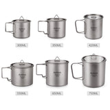 Aomiun Ultralight Titanium Cup Camping Water Mug Outdoor Portable Camping Picnic Water Cup Mug with Foldable Handle