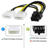 40Pcs 18cm 8Pin to Dual 4Pin Video Card Power Cord 180W Y Shape 8 Pin PCI Express to Dual 4 Pin Molex Graphics Card