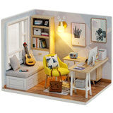 Cutebee DIY House Wooden Doll Houses Miniature Dollhouse Furniture Kit with LED Toys for Children Christmas Gift  Mini House