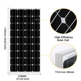 Glass Solar Panel 300W 400W Aluminum Frame 30MM Thickness 1165mm*550mm Solar Panel 12V 100W Battery Charge For Boat /Car/Home