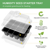 Plant Starter Tray Kit Indoor Gardening Supplies Nursery 12 Grid Flowers Vegetables Herb With Lid Adjustable Dome Base Yard Mini