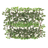 Patio Garden Balcony Wooden Trellis Hedge Stretchable Fence Home Decor Flower Yard With Artificial Rose Leaves Multifunction