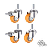 4Pcs/Set Swivel Furniture Caster 1.5 inch Heavy Duty 120kg Orange Swivel Castor Wheels Trolley Ultra Quiet Nylon Castor Wheels