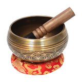 Ammoon Tibetan Meditation Singing Bowl Set with Mallet &amp; Cushion Flower of Life Pattern Buddhist Music Therapy Chanting Bowl