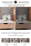 LED Mirror Clock Mini Digital Alarm Clock Table Clock with Snooze Function 3 Adjustable Brightness Auto-Adapt Backlight