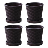 4sets Succulents With Saucers Flower Pot Outdoor Round PP Resin Plants Modern Minimalist Home Decor Drainage Hole Indoor
