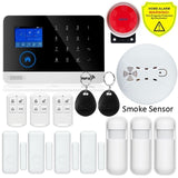 Newest Wireless Home Security Tuya WIFI GSM SIM card EN RU ES PL DE Switchable Smart Alarm system Tuya APP RFID Remote Control