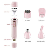 4 in 1 Electric Razor for Women Flawless Eyebrow Hair Remover Lady Shaver Electric Body Epilator for Legs Arms Bikini Line