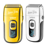 VGR 3-Speed Rechargeable Beard Electric Shaver For Men Hair Razor Bald Head Fade Shaving Machine Finishing Tool With Extra Mesh