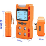 Portable 4 Gas Detector, Sound Light Vibration Rechargeable LCD Screen