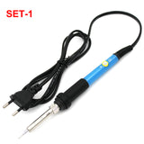 Soldering Iron EU US Plug 110V 220V 60W Thermostatic Electric Mini Solder Iron Station With 6pcs Soldering Tip Solder Wire Rosin