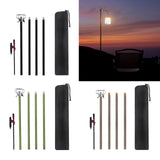 Camping Lantern Stand Folding W/ Ground Nail Lightweight Garden Planter Hanger Aluminum Alloy Rod Lamp Pole for Backpacking BBQ