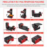 Mini Lathe 9 in 1 DIY Multi-functional Motorized Transformer Jigsaw Sander Driller Plastic Metal Lathe Wood Lathe Drilling