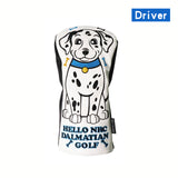 1PC Golf Headcover Cute Dalmatians Golf Club Head Cover for Driver Fairway Hybrid Clubs Leather Protector Wood Covers Number Tag