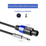 2 Pack 50 Ft Speakon To 1/4 Inch Male Speaker Cables 12 Gauge AWG Wire Audio Amplifier Connection Cord 6.35Mm DJ/PA