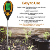 Soil PH Tester 4in1 Digital Soil Analyzer Multifunctional Soil Tester Sunlight Intensity PH Value Moistures Temperature Meter