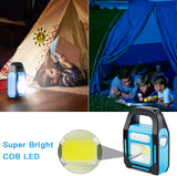 1 Pack 3 IN 1 Solar USB Rechargeable Brightest COB LED Camping Lantern,  Waterproof Emergency Flashlight LED Light