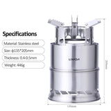 Outdoor Windproof Wood Burning Stove Portable Folding Stainless Steel Camping Stove Cooking Stove Equipment