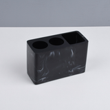 3 Compartments Bathroom Toothbrush Stand Resin Marbled Grain Toothpaste Holder