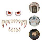 2 Sets Fiend Eyes Fangs Wall Decals Spooky Decals (Assorted Color)