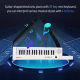 37-Key Electronic Keyboard Piano Guitar-Shaped Children's Piano with Shoulder Strap Mini Microphone Audio &amp; Headphone Jack