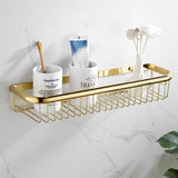 Brass Gold Bathroom Shelf Shower Shampoo Soap Cosmetic Kitchen Rectangle Nail PunchedCorner Holder 1-2 Tier Bath Accessories