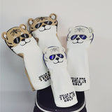 Golf Headcover For Driver Fairway Hybrid PU Leather Waterproof Tiger Golf Wood Cover Soft Durable Golf Club Covers Number Tag