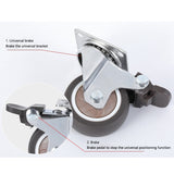 4Pack 2inch Furniture Crib Casters Cabinet Clamp with Brake Wheels Soft Rubber Swivel Caster Furniture Hardware Fittings