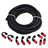 Ptfe AN8 Black Nylon Braided Oil Fuel Hose Line 5M with AN8 0+45+90+180Degree PTFE Fuel Hose End Adapters Swivel Fittings Kit