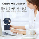 Desk Fan, USB Fan Rechargeable, Automatic Rotating Table Fan, Mini Cooling Fan Desk Fan Allow Multi-Angle Adjustment